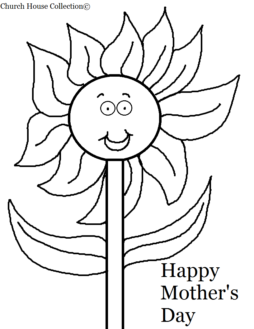 Happy Mother's Day Flower Coloring Page